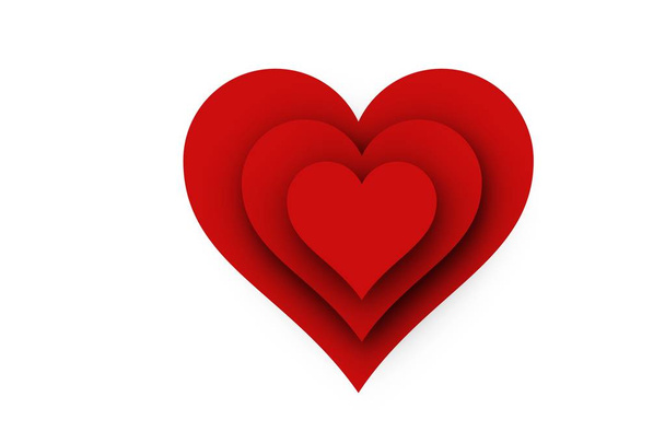 red heart shape icon on white background - Illustration - Photo, Image