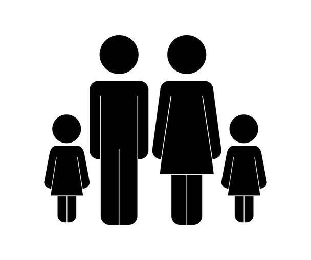 parents couple with daughters - Vector, Image