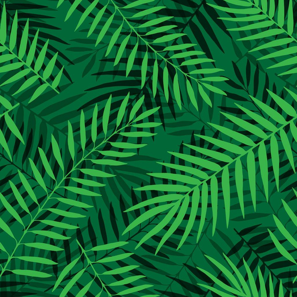 Vector Tropical palm leaves seamless pattern jungle floral ornamental background - Вектор,изображение
