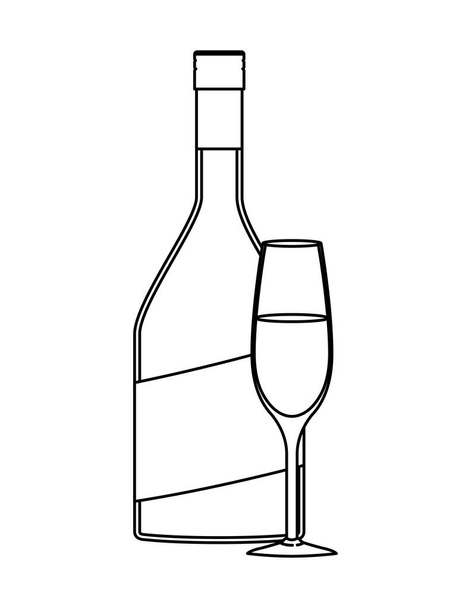 wine cup and bottle icon - Vector, Image
