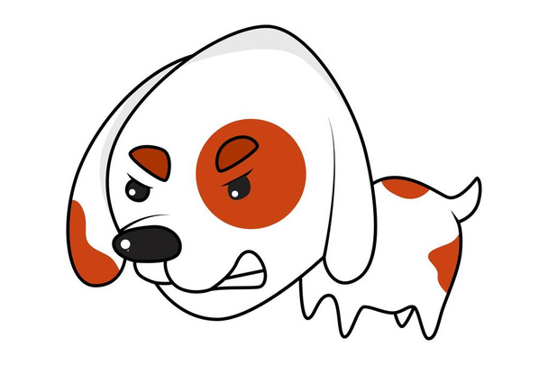 Vector cartoon illustration of cute dog angry. Isolated on white background. - Vetor, Imagem