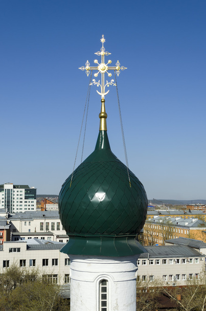 kopuły cebuli z prawosławia krzyż Świętego Zbawiciela obrazu Kościoła Irkuck - Zdjęcie, obraz