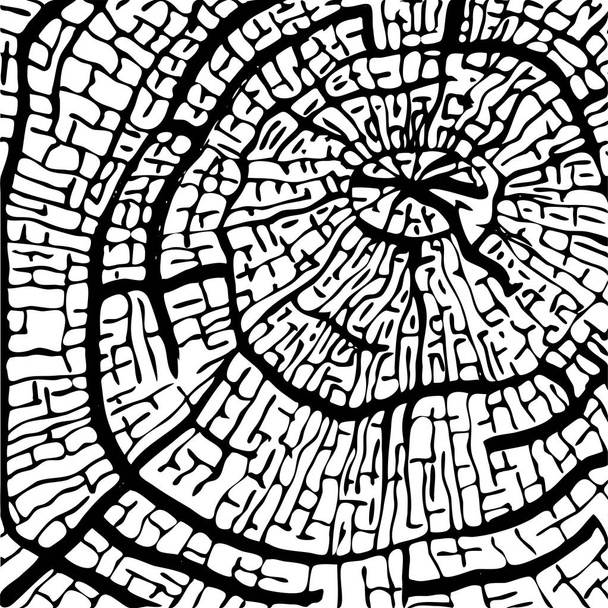 textura řezané dřevo černé lineární na bílém pozadí vektorový obrázek - Vektor, obrázek