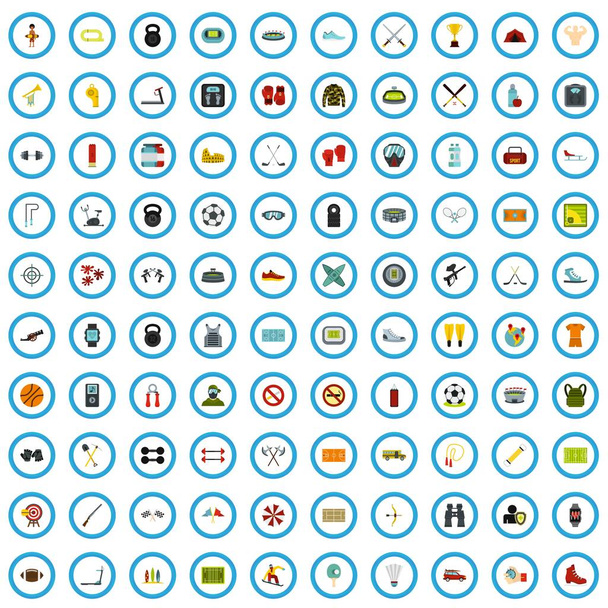 Conjunto de ícones de área de jogo 100, estilo plano
 - Vetor, Imagem