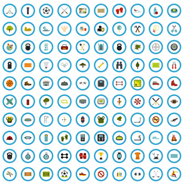 100 Speeltuin iconen instellen, vlakke stijl - Vector, afbeelding