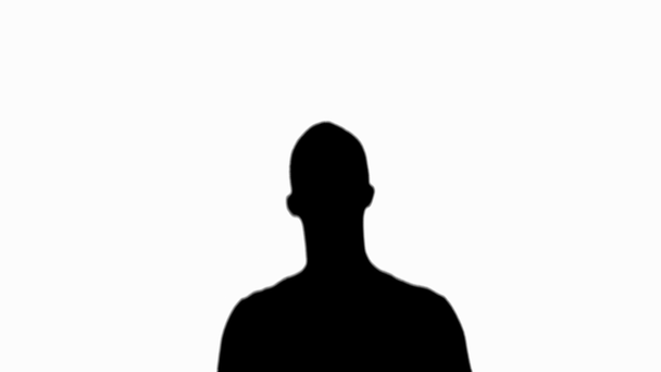 silhouette de l'homme pointant du doigt et descendant isolé sur blanc
 - Séquence, vidéo