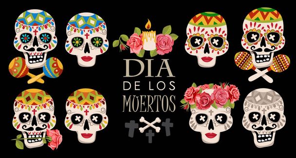 Μεξικάνικη κρανία. Ημέρα των νεκρών διακοπών. Εικονογράφηση του Μεξικού. - Φωτογραφία, εικόνα