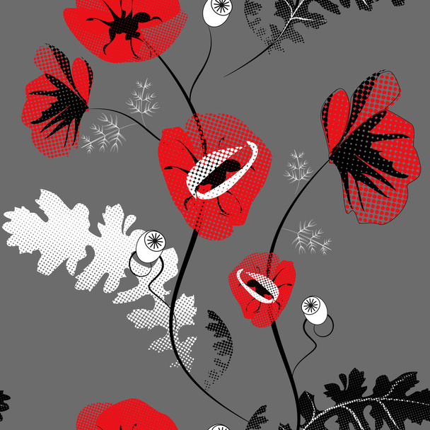 Seamless pattern with poppy flowers - Διάνυσμα, εικόνα