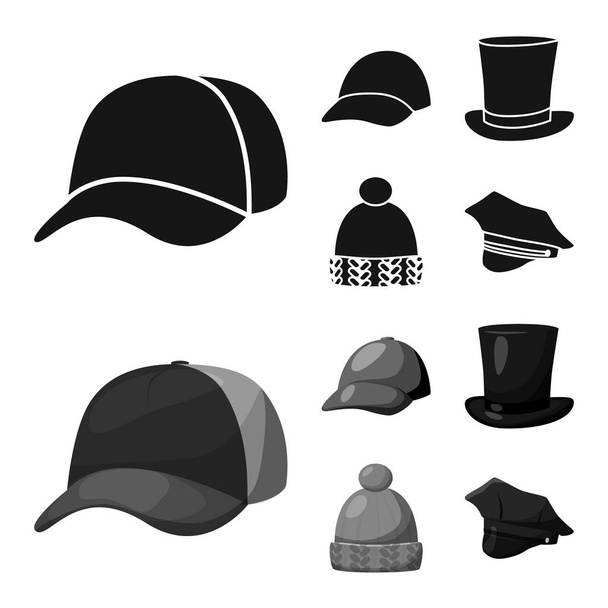 Vector design of clothing and cap icon. Set of clothing and beret vector icon for stock. - Vector, Image