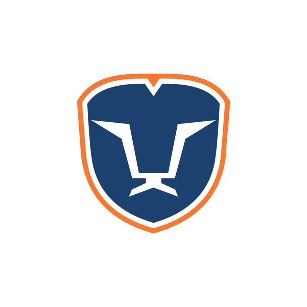 Símbolo de signo de escudo de protección de cabeza de león único
 - Vector, Imagen
