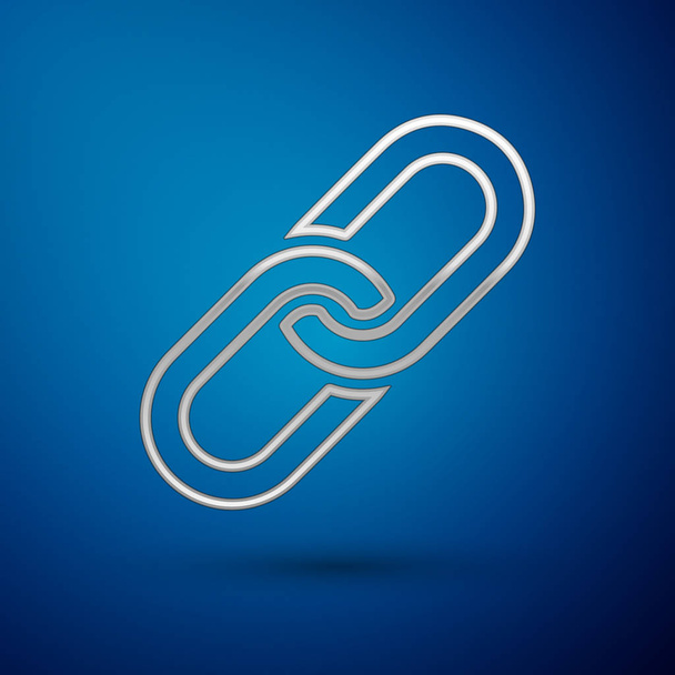 silbernes Kettengliedersymbol isoliert auf blauem Hintergrund. Link einzeln. Vektorillustration - Vektor, Bild