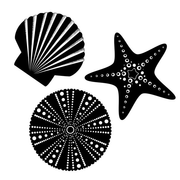 Sea life silhouettes set - Vector, Image