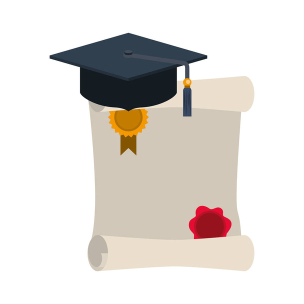 graduação chapéu com diploma
 - Vetor, Imagem
