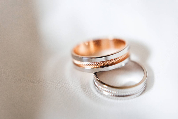 Close-up of elegant golden wedding rings - Photo, Image