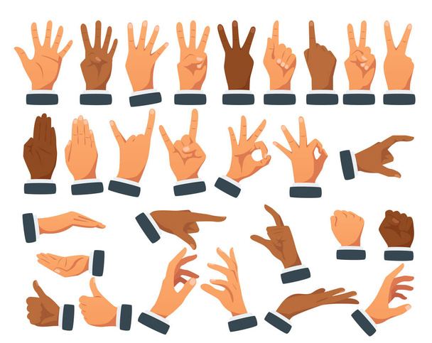 conjunto de varios gestos de manos
 - Vector, imagen