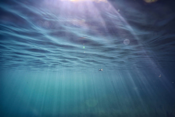 νερό ωκεανού μπλε φόντο υποβρύχιες ακτίνες ήλιου/αφηρημένο μπλε φόντο νερό της φύσης - Φωτογραφία, εικόνα