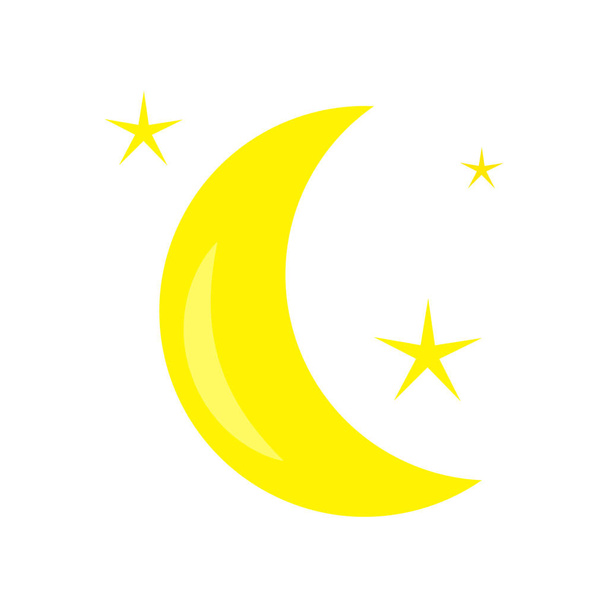 Луна и звезды. Погодная векторная икона выделена на белом фоне. 10 eps
 - Вектор,изображение