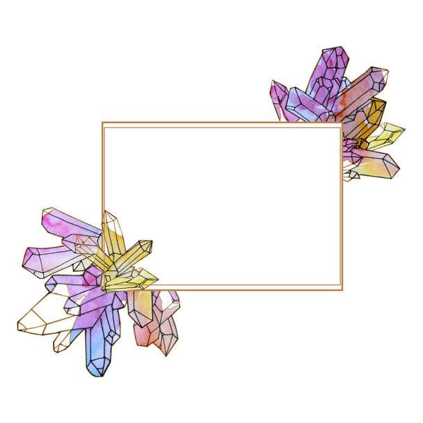 Hand painted watercolor crystals template - Fotografie, Obrázek