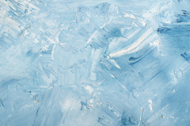 Artistieke abstracte olie wit en blauw geschilderde achtergrond. Textuur, achtergrond. - Foto, afbeelding