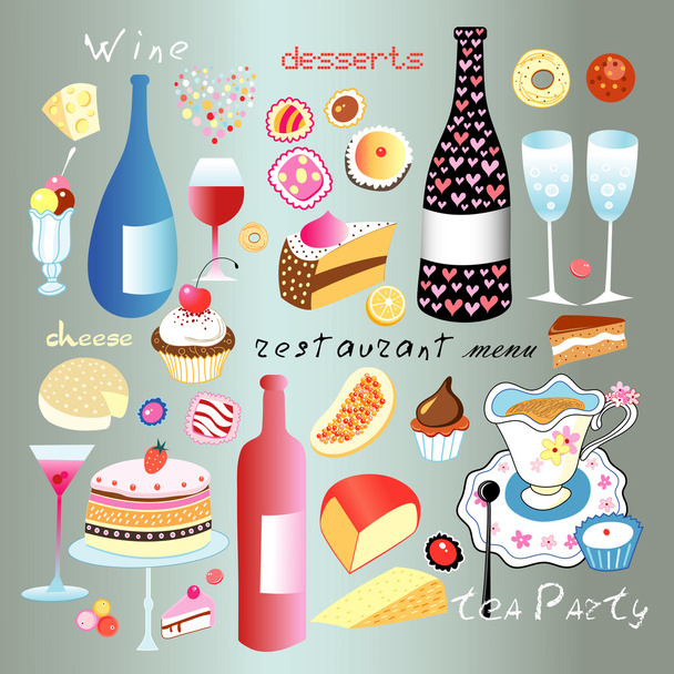 A set of food and drink - Vector, Image