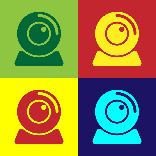 Farb-Web-Kamera-Symbol isoliert auf farbigen Hintergründen. Chat-Kamera. Webcam-Symbol. flache Bauweise. Vektorillustration - Vektor, Bild