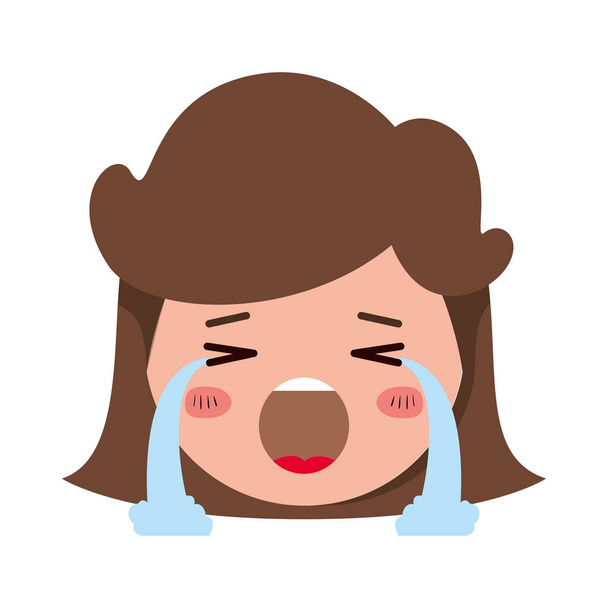 dibujos animados mujer llorando cabeza kawaii carácter
 - Vector, imagen