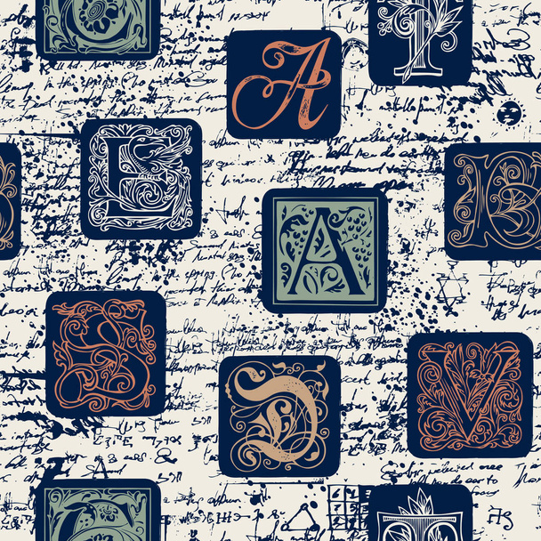 seamless pattern with capital and initial letters - Διάνυσμα, εικόνα