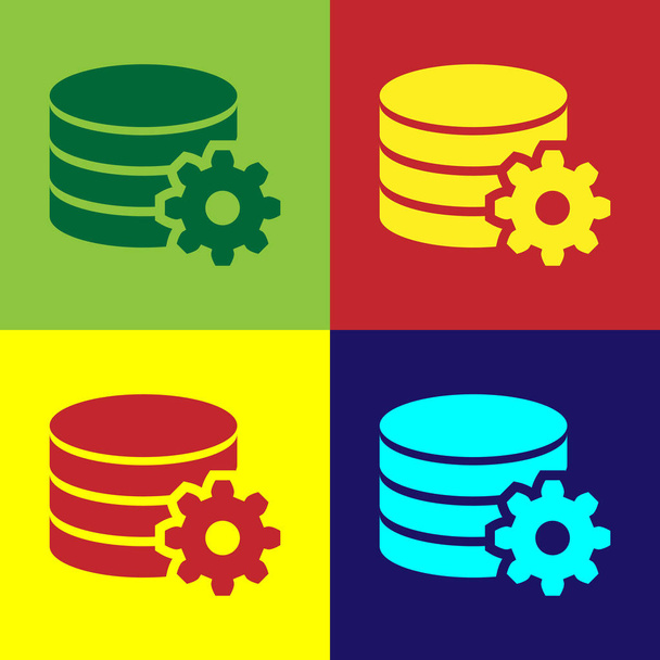 Configuración de color icono del servidor de base de datos aislado en fondos de color. Centro de base de datos. Diseño plano. Ilustración vectorial
 - Vector, Imagen