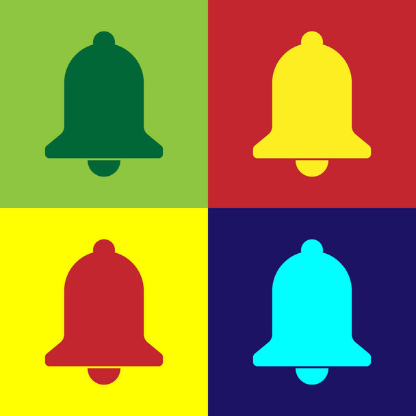 Kleur beltoon belpictogram geïsoleerd op een gekleurde achtergrond. Alarm symbool, dienst bell, handbell teken, symbool van de kennisgeving. Platte ontwerp. Vectorillustratie - Vector, afbeelding