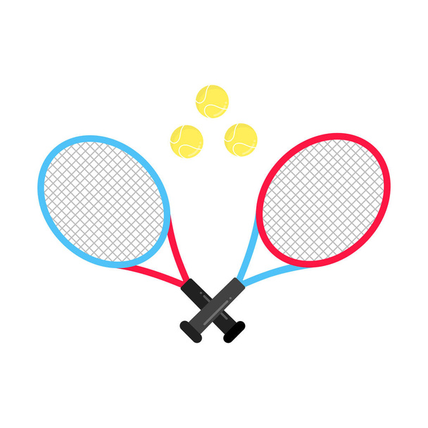 Dwa rakiety tenisowe i kulki płaskie ikona ilustracja na białym tle projekt płaski tło wektor znak Symbole konkursu gry w tenisa. - Wektor, obraz