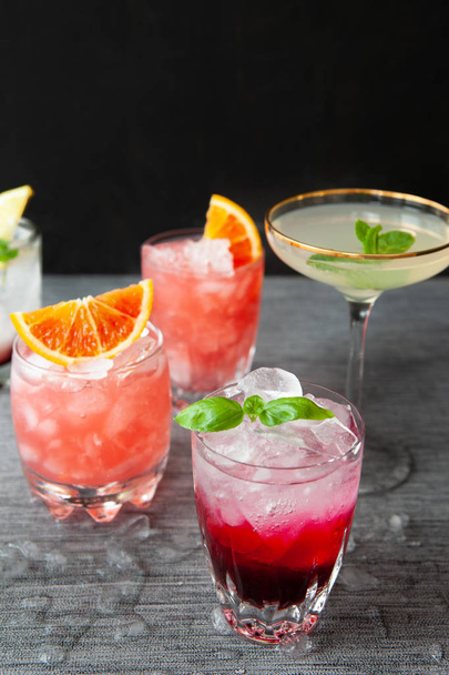 Variety of colorful cocktails - Foto, Imagem
