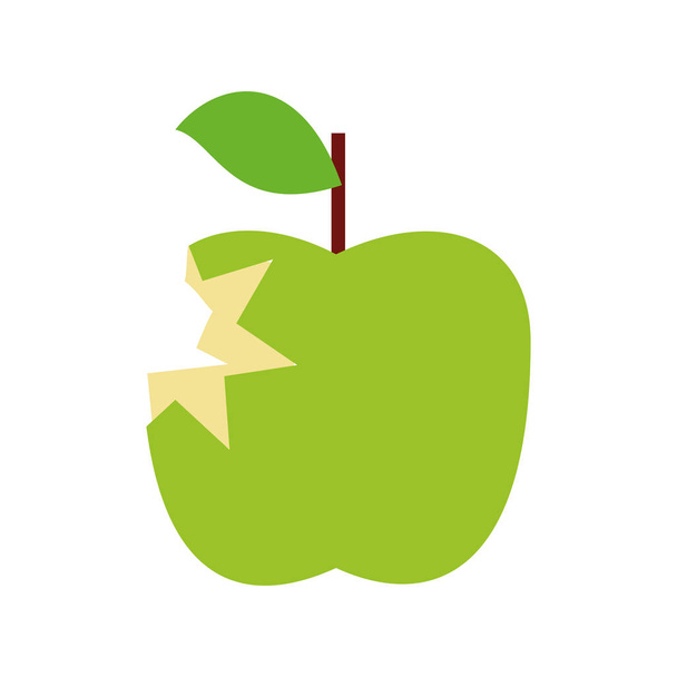 fruta fresca de manzana con mordedura
 - Vector, imagen