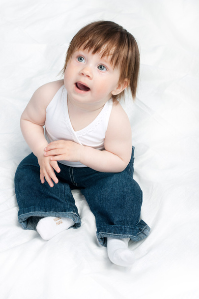 Baby girl portrait on white - Foto, Imagen
