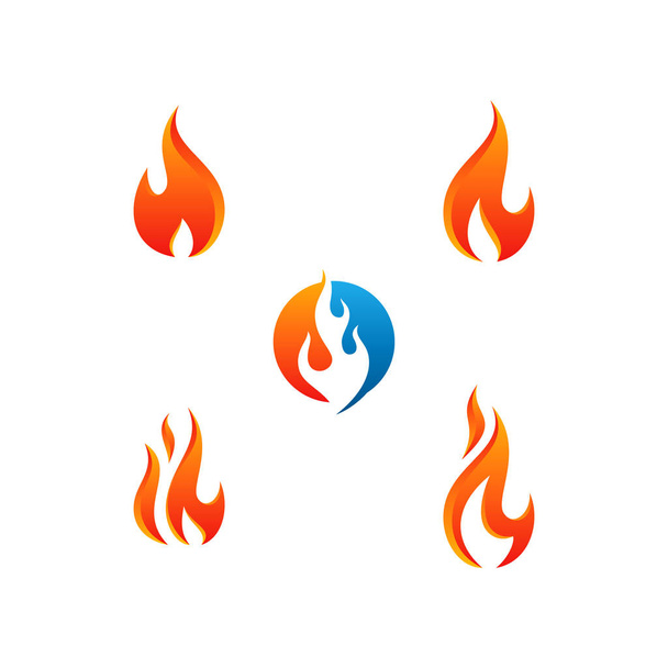 Nowoczesny ogień płomień ikona Logo zestawy wektor zbiory z gorących kolorów - Wektor, obraz
