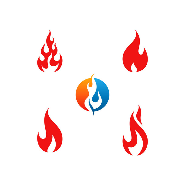 Modern tűz láng ikonkészletekkel Logo gyűjteménye vektor meleg színű - Vektor, kép
