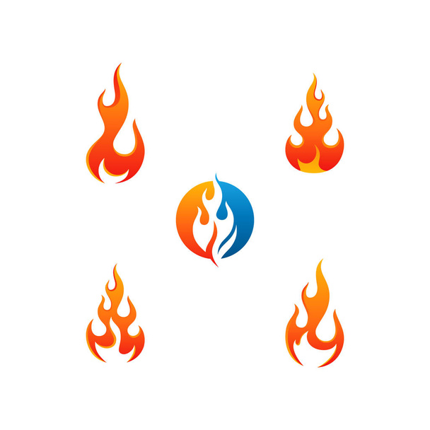modernes Feuer Flamme Symbol Logo setzt Sammlung Vektor mit heißer Farbe - Vektor, Bild