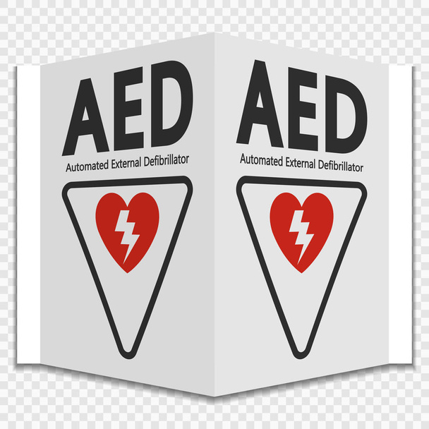 Símbolo AED Rótulo do sinal no fundo transparente, ilustração do vetor
 - Vetor, Imagem