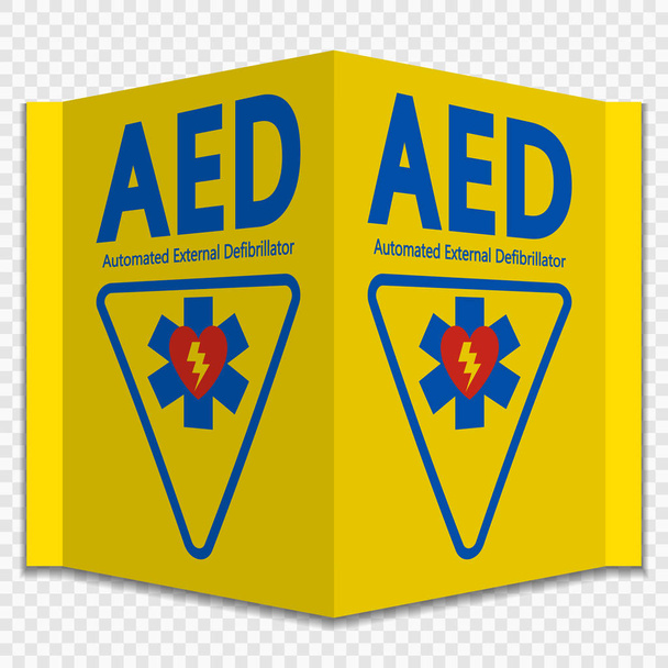 Symbol AED Sign label on transparent background,vector illustrat - Vector, Image