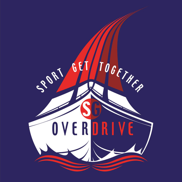 Γραφικό λογότυπο για ναυτικό αθλητικό σύλλογο, ναυτική έννοια - Διάνυσμα, εικόνα