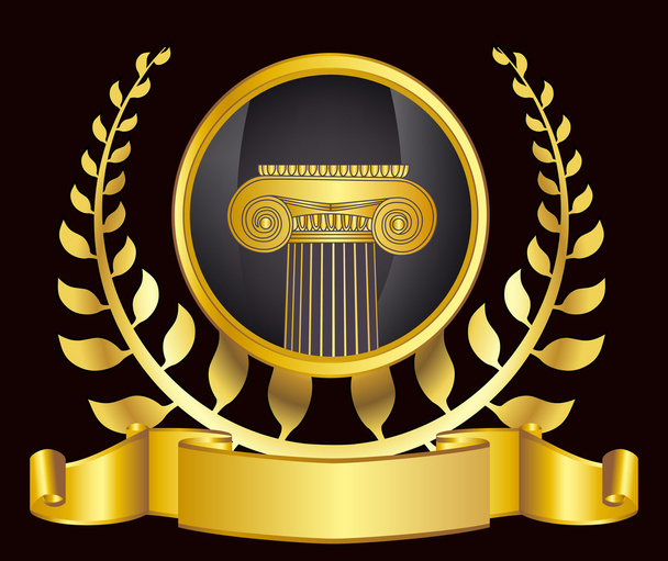 Colonne grecque ancienne et couronne de laurier d'or couronne de laurier d'or. illustration vectorielle eps10
 - Vecteur, image