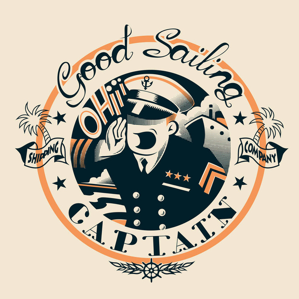 Captain yelling vector illustration, marine concept  - Vector, Image