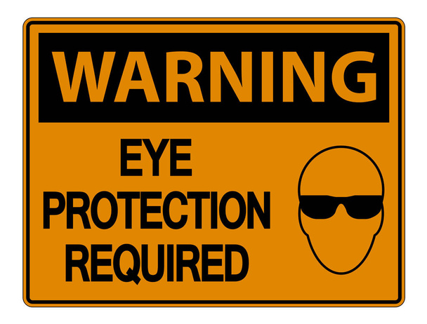 Warning Eye Protection Required Wall Sign on white background,ve - Vector, Image