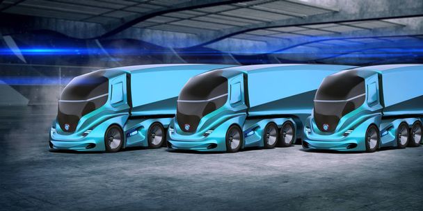 3D visszaadás-ból egy márka nélküli általános koncepciójának teherautók - Fotó, kép