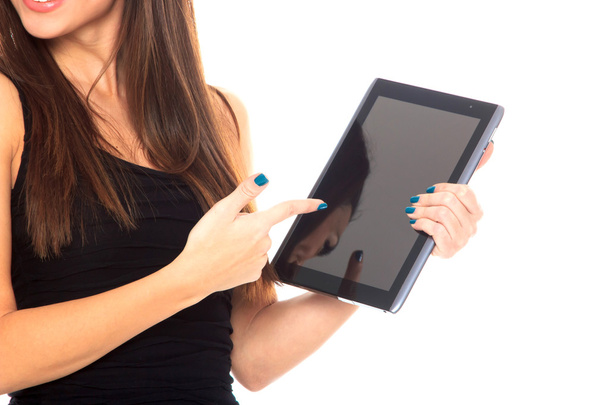 Business woman holding a tablet computer - Foto, imagen