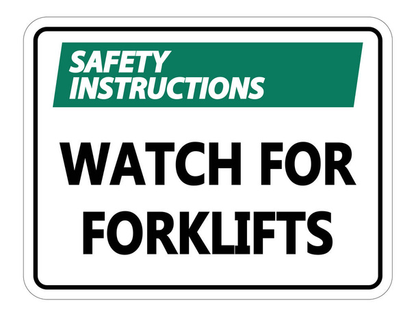 Istruzioni di sicurezza Orologio per carrelli elevatori Segno su sfondo bianco
 - Vettoriali, immagini