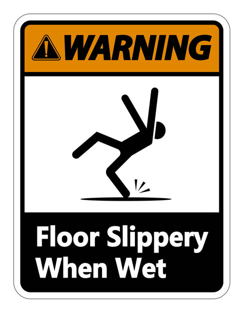 Warning Slippery When Wet Sign on white background,vector illust - Vector, Image