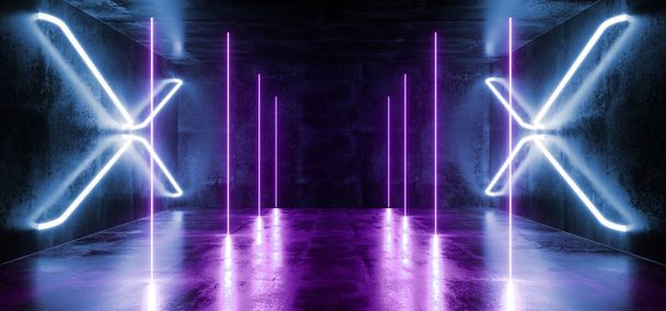 Γκαράζ φουτουριστικό εικονική πραγματικότητα στάδιο κενή αίθουσα σκοτεινή Sci Fi H - Φωτογραφία, εικόνα