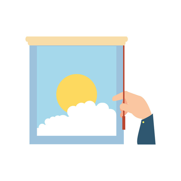 mano e finestra con vista sull'icona isolata del giorno
 - Vettoriali, immagini