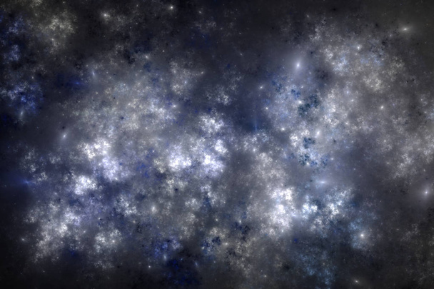 Dark blue fractal nebula, digital artwork for creative graphic design - Photo, Image