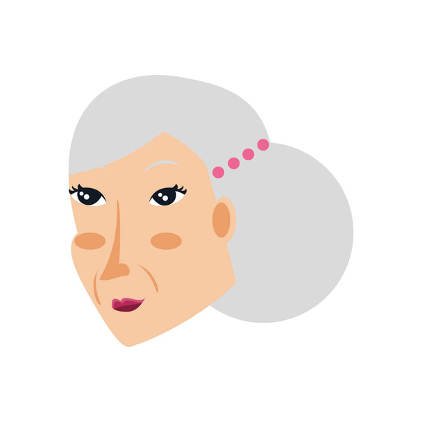 head of chinese old woman avatar character - Vector, imagen